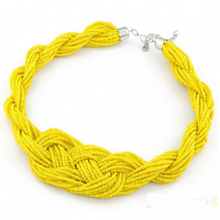 Ketting Rocailles Knoop Geel